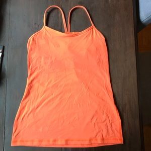 Lululemon orange workout tank with shelf bra